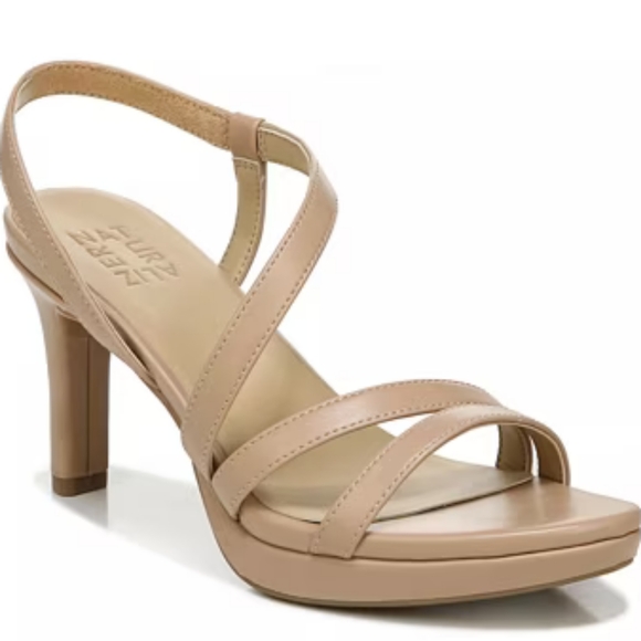 Naturalizer Brenta Beige Strappy Heeled Sandals, Size 12 - Picture 1 of 4